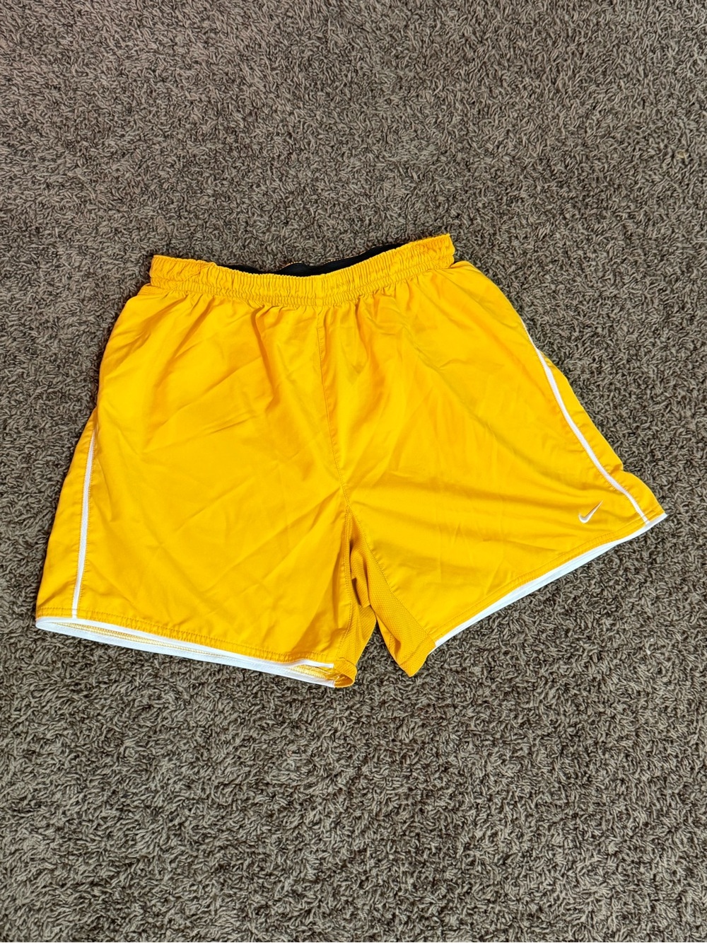 Nike Men’s Bright Yellow Athletic Shorts with White Trim